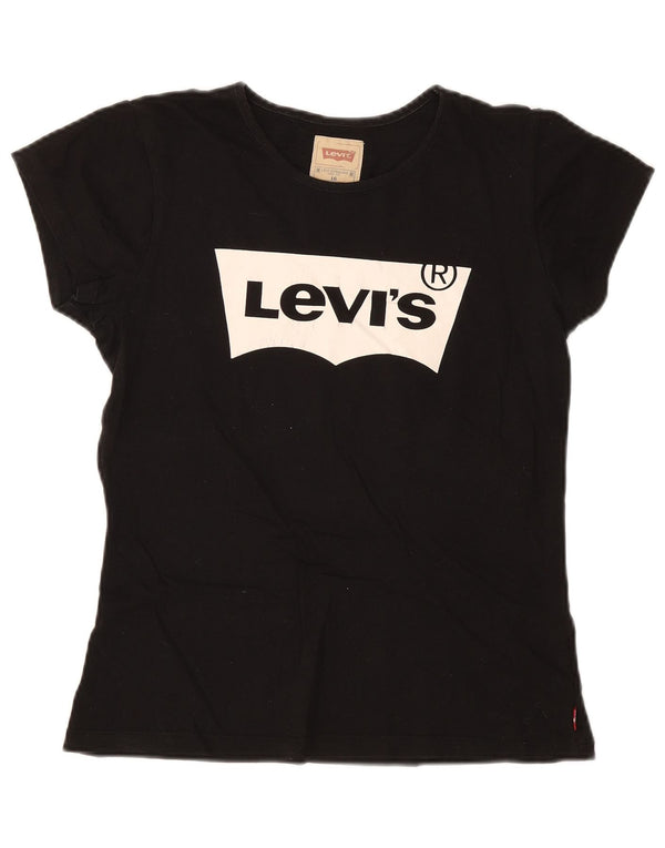Levi's Mädchen-T-Shirt mit Grafik, 15–16 Jahre, schwarze Baumwolle