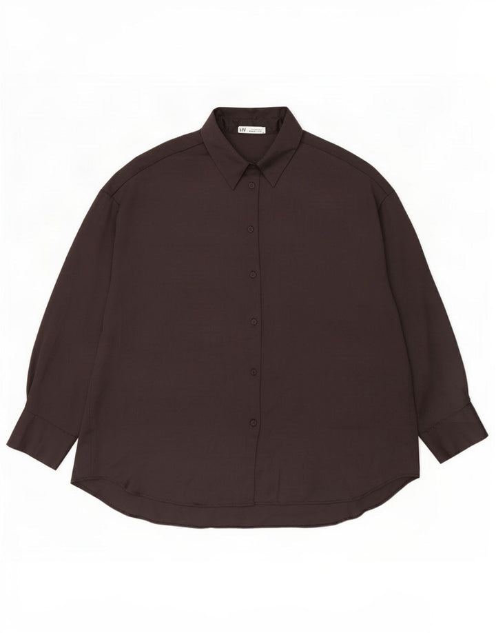 Zara Damen-Oversize-Hemd, UK 16, großes schwarzes Polyester