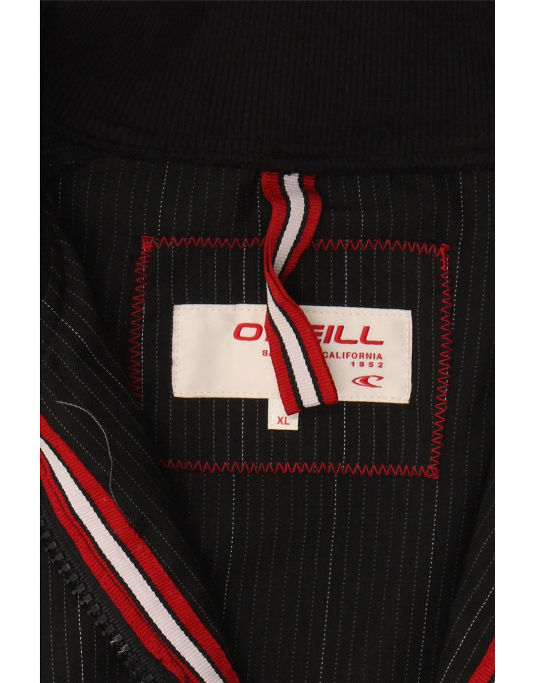 O'NEILL Mens Bomber Jacket UK 42 XL Black Pinstripe Vintage O'Neill and Second-Hand O'Neill from Messina Hembry 