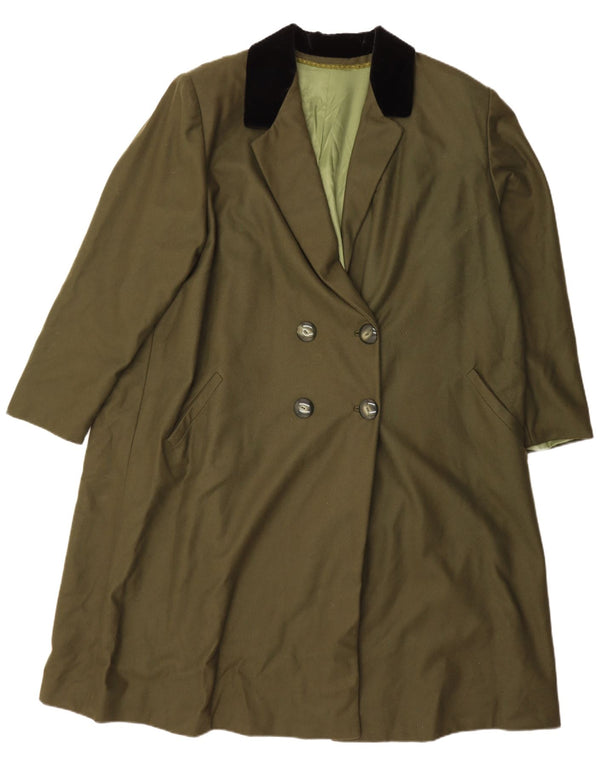 Vintage Damen Zweireihiger Trenchcoat UK 22 3XL Khaki Farbblock