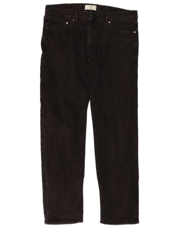 Marks & Spencer Herren Straight Jeans W38 L33 Schwarze Baumwolle