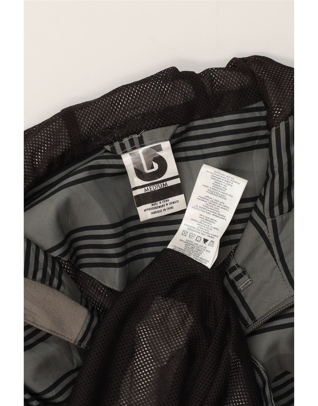 Burton Herren-Regenjacke mit grafischer Kapuze, UK 38, mittelgrau gestreift, Polyester