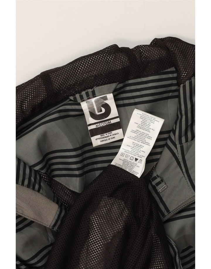 Burton Herren-Regenjacke mit grafischer Kapuze, UK 38, mittelgrau gestreift, Polyester