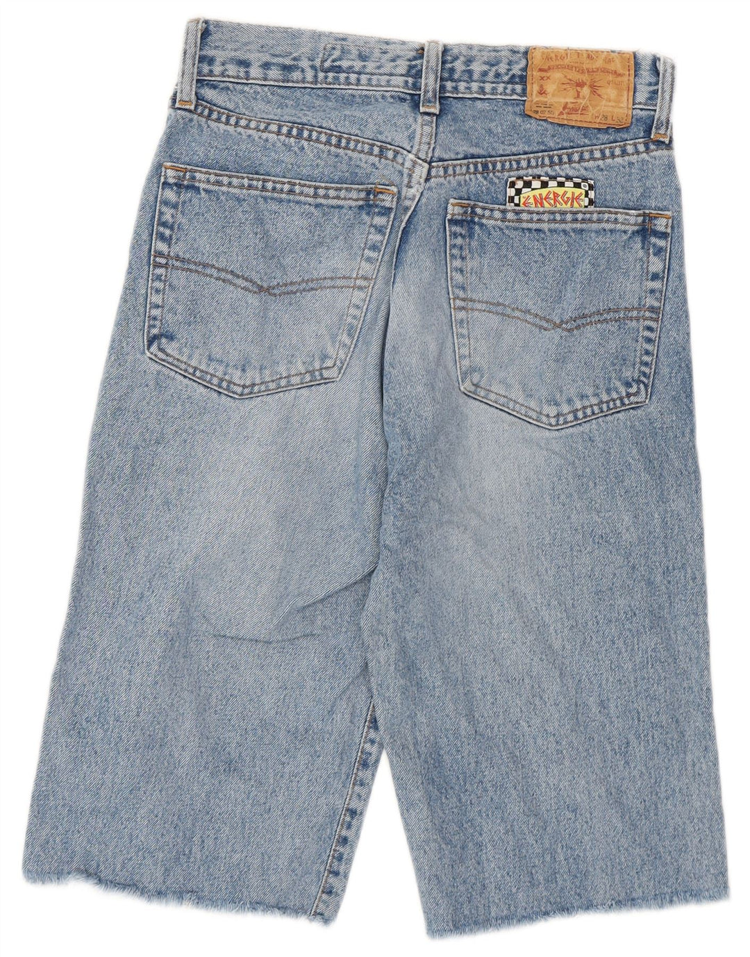 Energie Damen-Bermuda-Jeansshorts mit Graffiti-Grafik, W28, Mittelblau