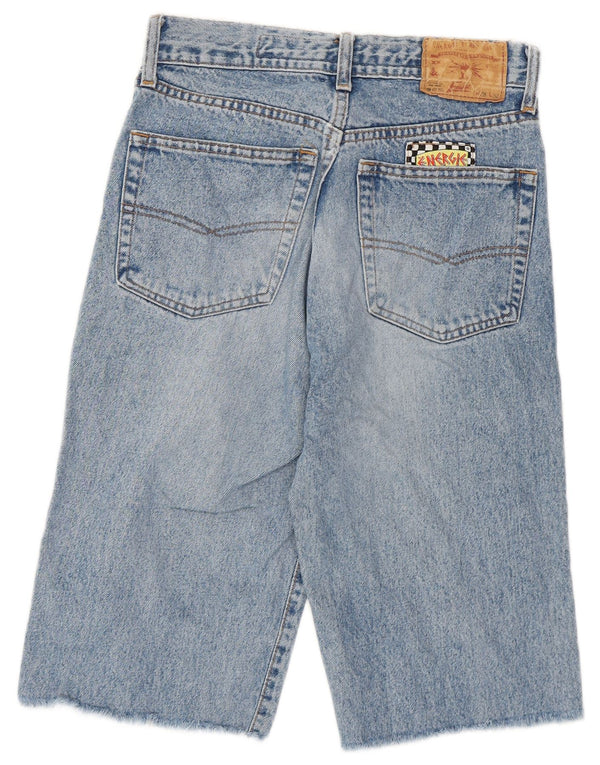 Energie Damen-Bermuda-Jeansshorts mit Graffiti-Grafik, W28, Mittelblau