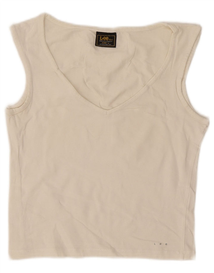 Lee Damen Crop Vest Top UK 14 Large Off White Baumwolle
