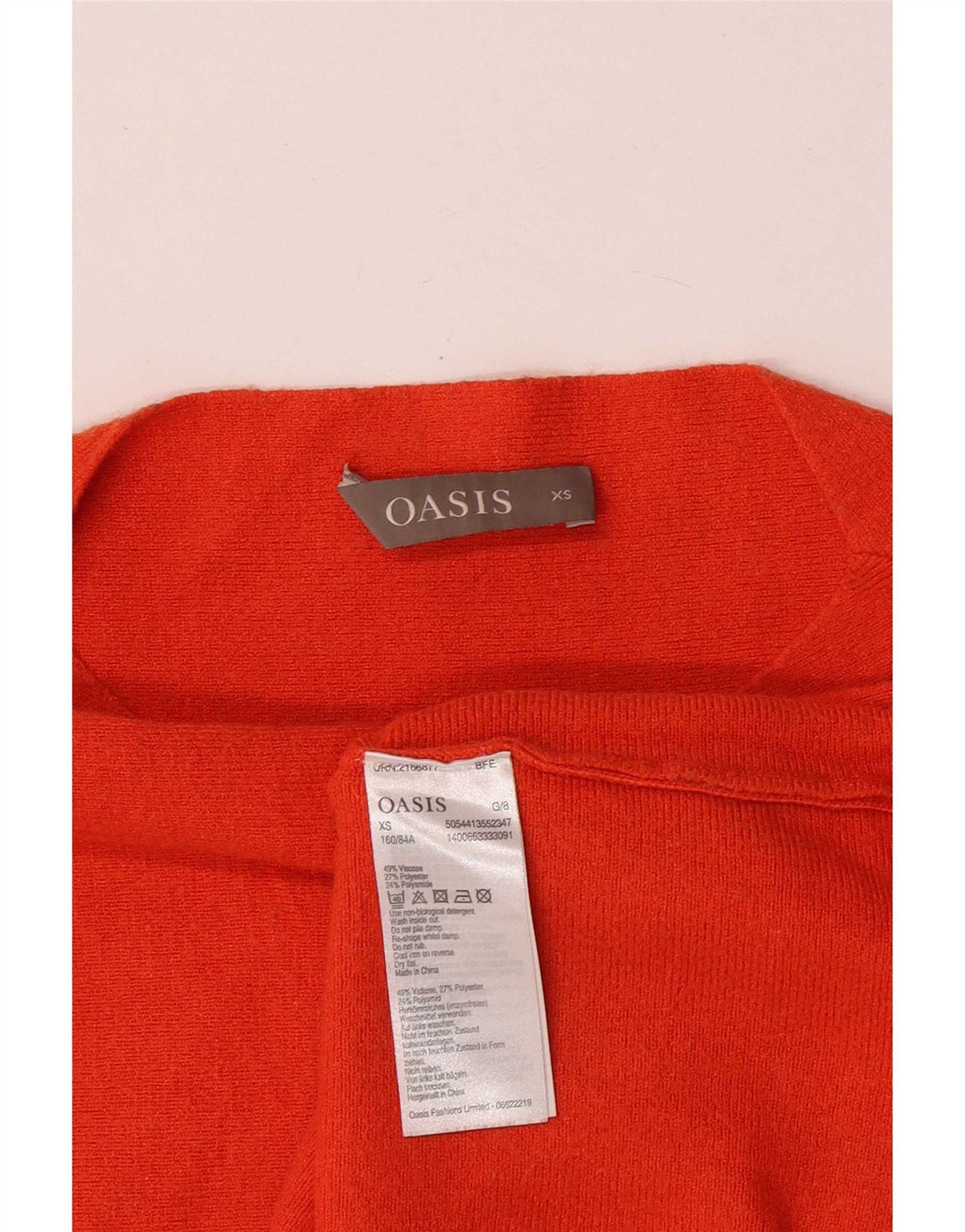 Oasis Damen Top Langarm UK 6 XS Orange Viskose