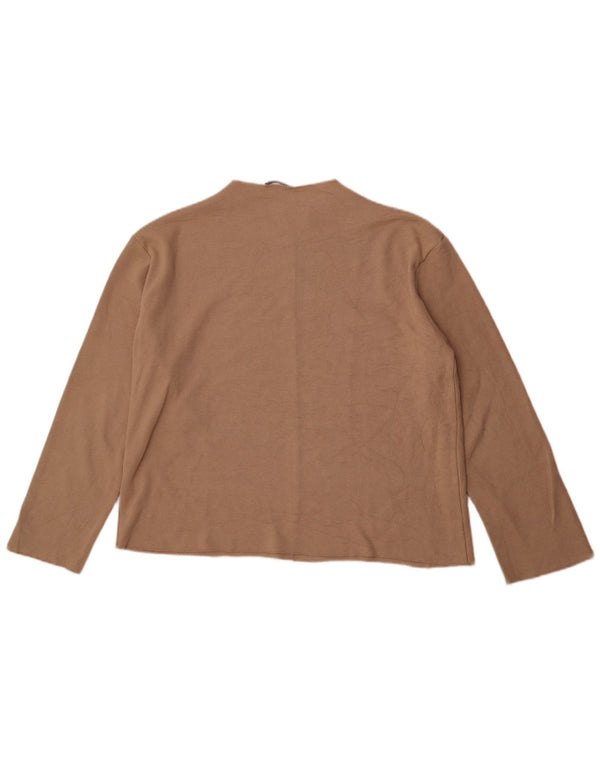 Zara Damen-Pullover mit Rundhalsausschnitt, UK 16, Größe L, Beige, Baumwolle