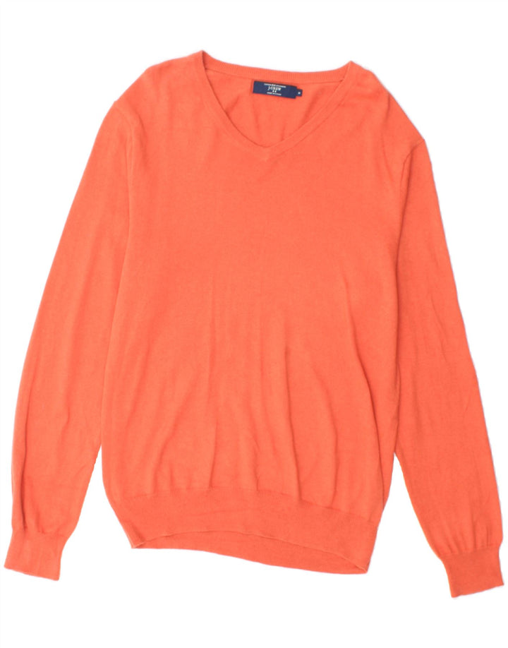 J. CREW Mens V-Neck Jumper Sweater Medium Orange Cotton Vintage J. Crew and Second-Hand J. Crew from Messina Hembry 