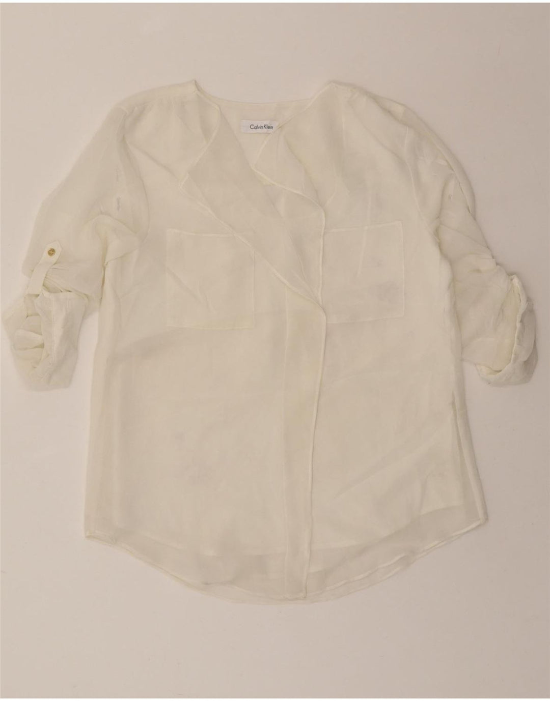 CALVIN KLEIN Womens 3/4 Sleeve Cardigan Top UK 14 Medium White Vintage Calvin Klein and Second-Hand Calvin Klein from Messina Hembry 