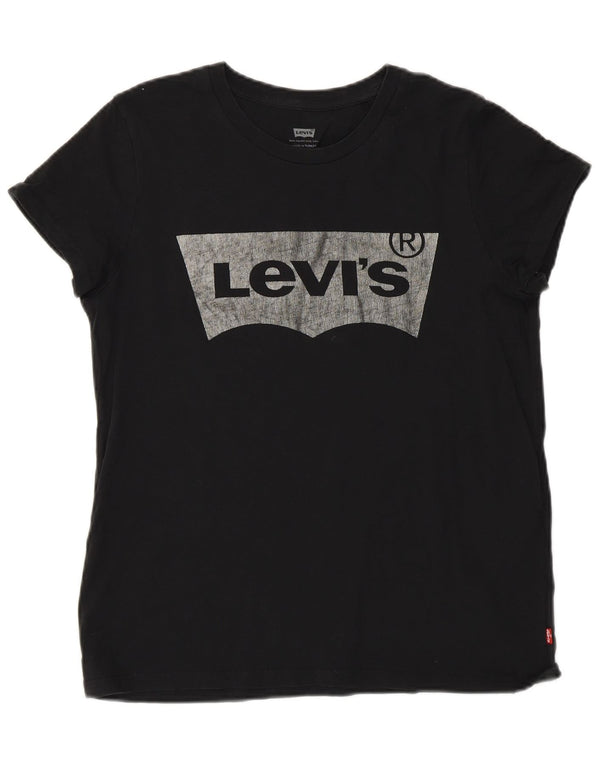 Levi's Damen-T-Shirt mit Grafik, UK 10, Größe S, Schwarz, Baumwolle