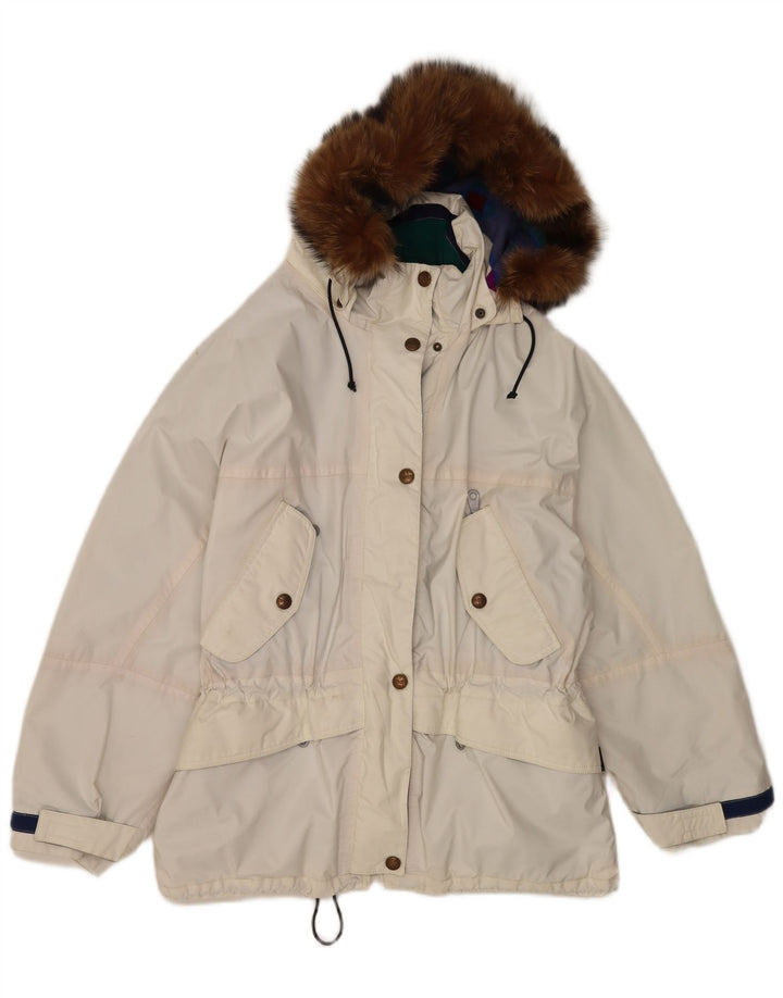Ladakh Damen-Windjacke mit Kapuze, übergroß, EU 46, XL, Weiß, Polyester
