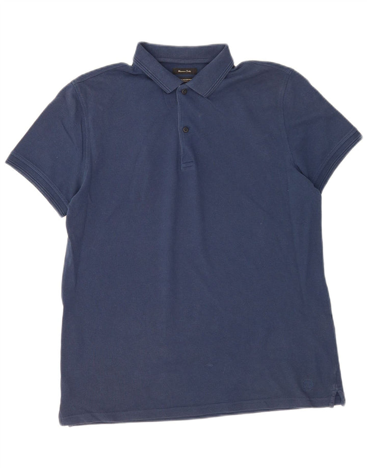 Massimo Dutti Herren-Poloshirt, mittelmarineblaue Baumwolle