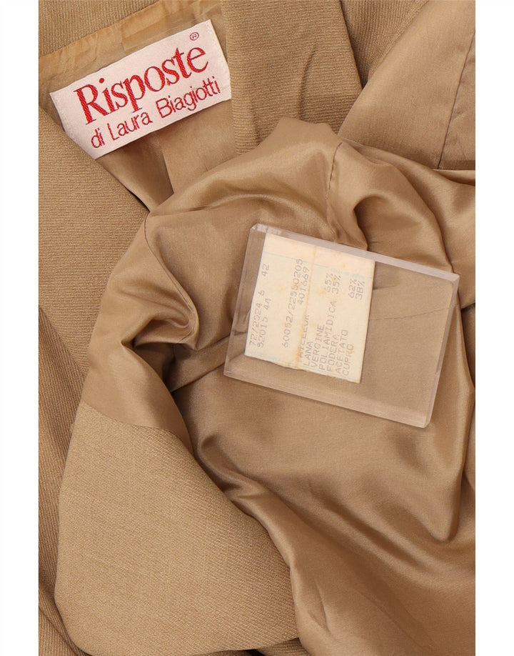 Laura Biagiotti Damen Risposte 1-Knopf-Blazerjacke IT 42 Mittelbeige