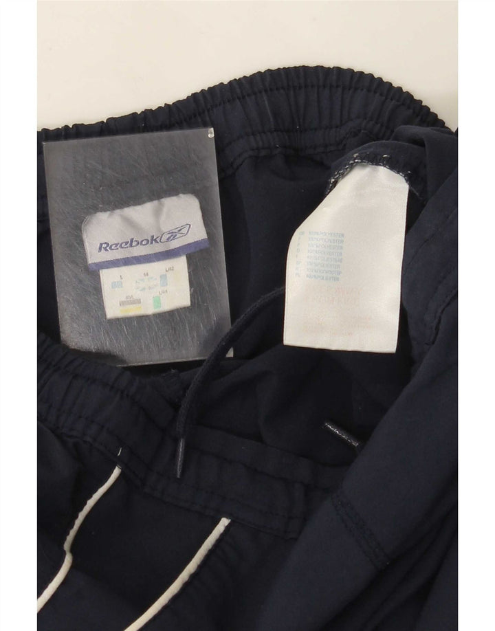 Reebok Damen Bermuda Sport Shorts UK 14 Large Marineblau Polyester