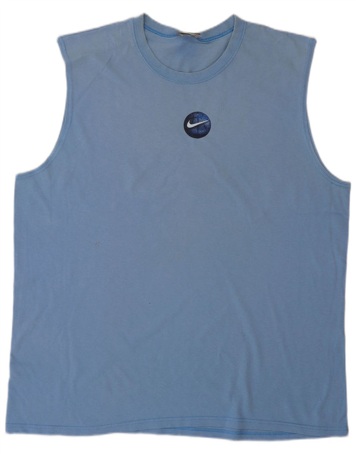 NIKE Herren Grafik-Weste-Top XL, blaue Baumwolle