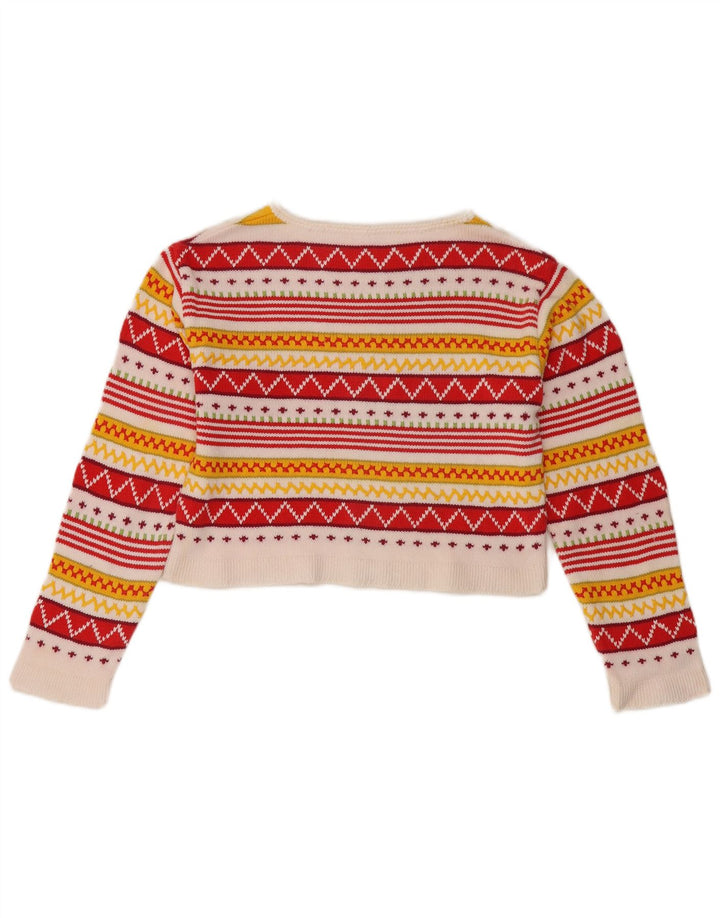 Vintage Damen Pullover mit U-Boot-Ausschnitt, Gr. 12, mittelmehrfarbig