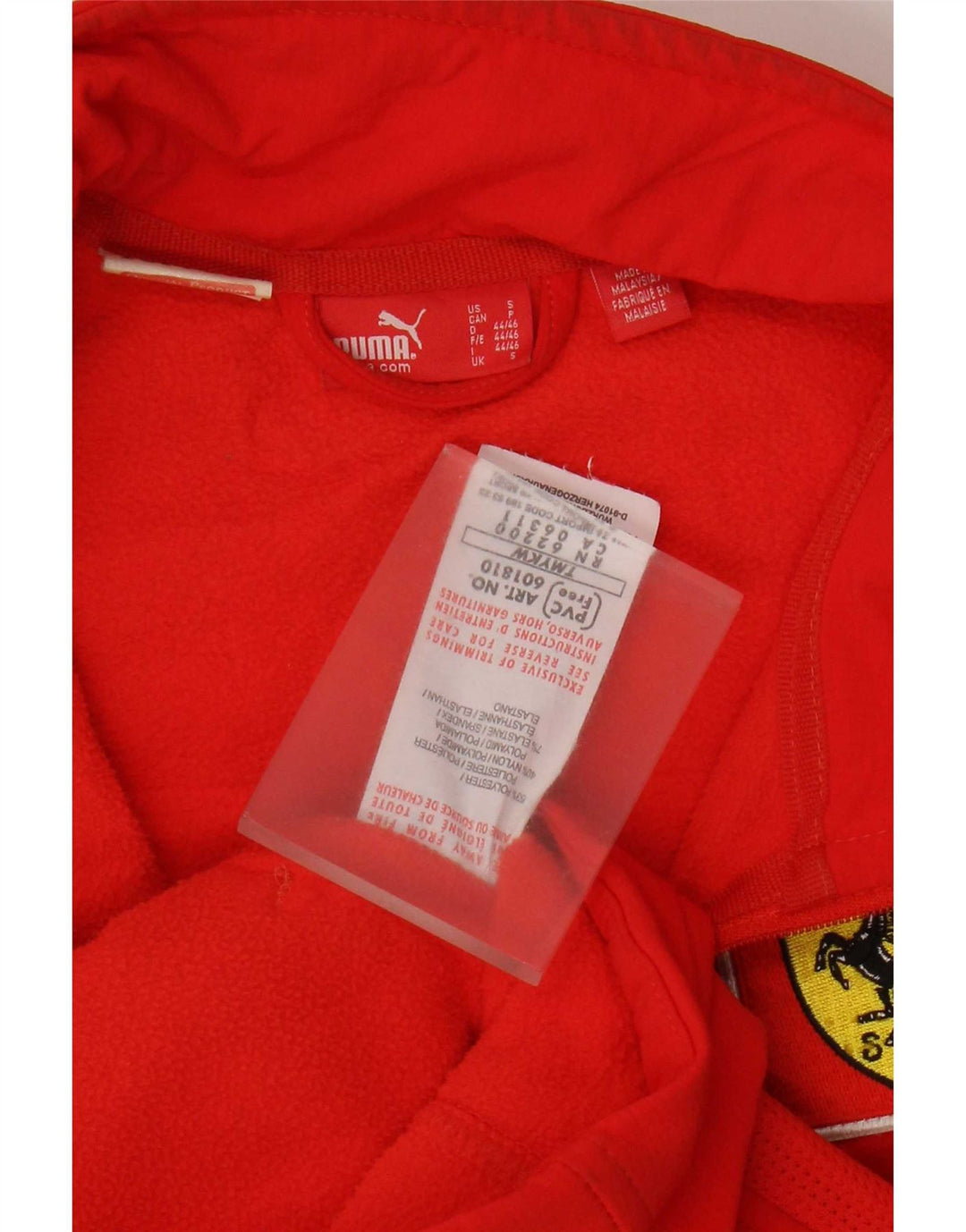 Puma Herren Ferrari Graphic Trainingsanzug Top Jacke Klein Rot Polyester