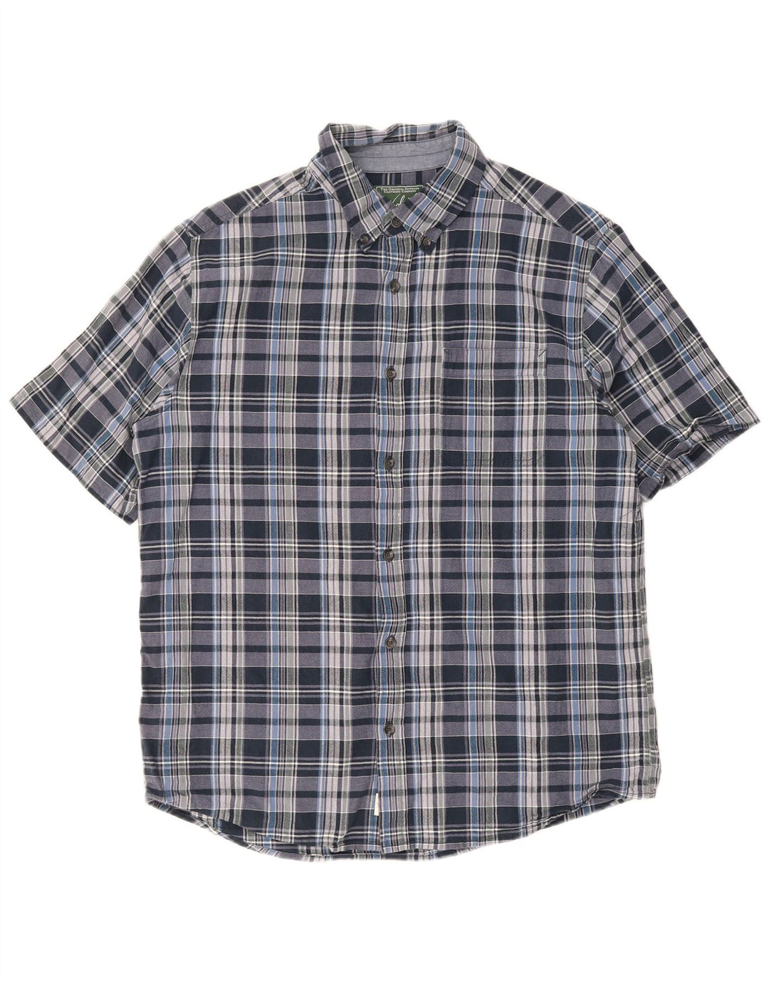 Woolrich Herren-Hemd, kurzärmelig, normale Passform, groß, blau, kariert, Baumwolle