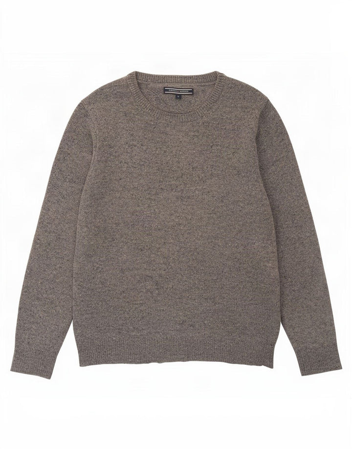 Tommy Hilfiger Herren-Pullover mit Rundhalsausschnitt, mittelgrau gefleckte Lammwolle