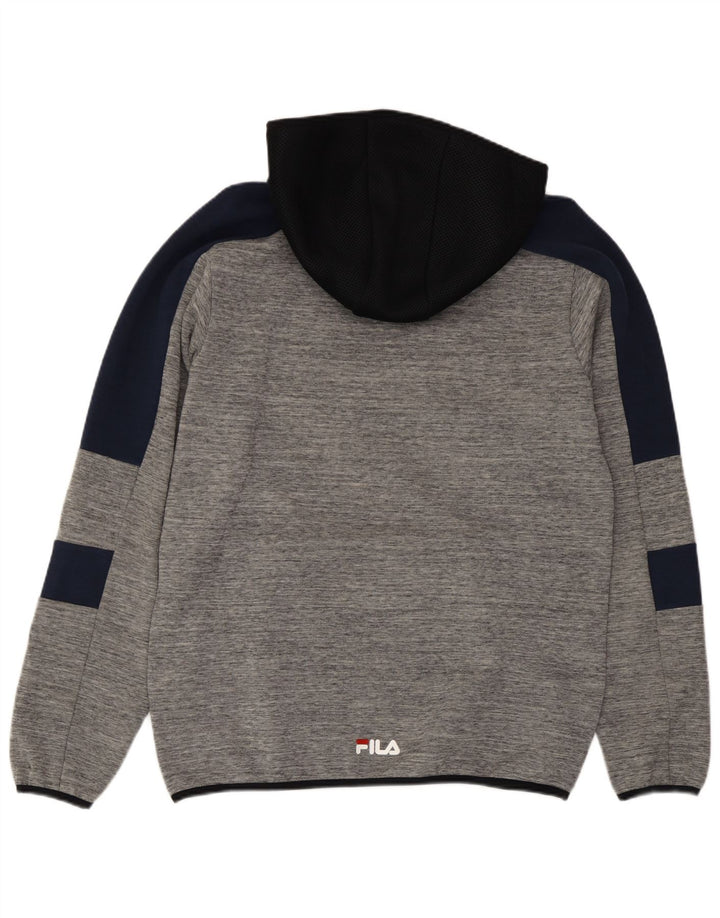 Fila Herren-Kapuzenpullover mit grafischem Print, mittelgraue Colourblock-Baumwolle