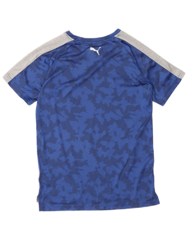 PUMA Grafik-T-Shirt für Jungen, 14–15 Jahre, groß, graues Farbblock-Polyester