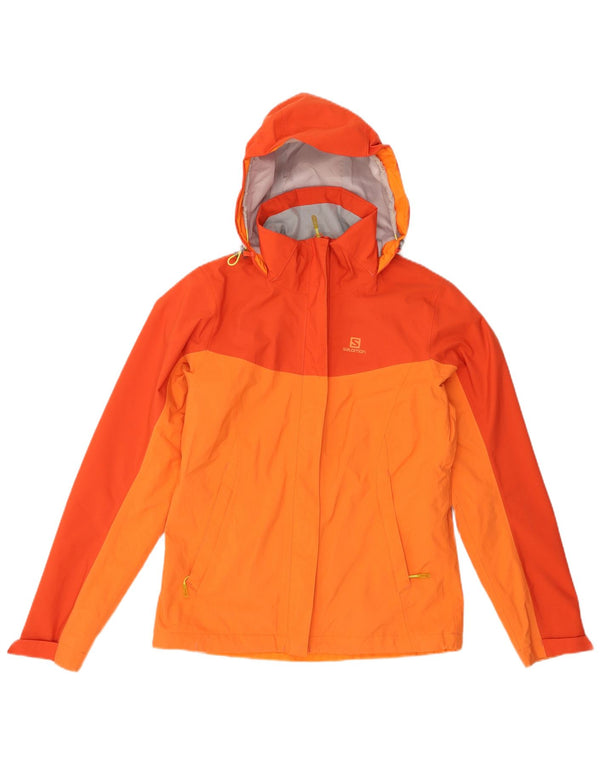 SALOMON Damen Regenjacke mit Kapuze UK 6 XS Orange Colourblock Polyester