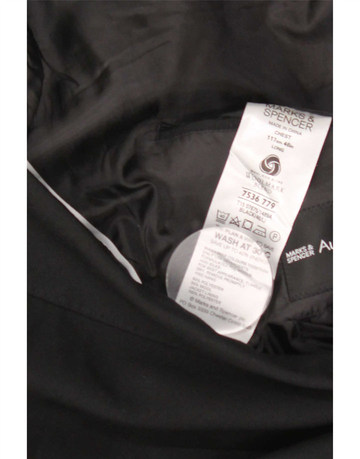 Marks & Spencer Herren-Blazer mit 2 Knöpfen, Größe 46, XL, schwarzes Polyester