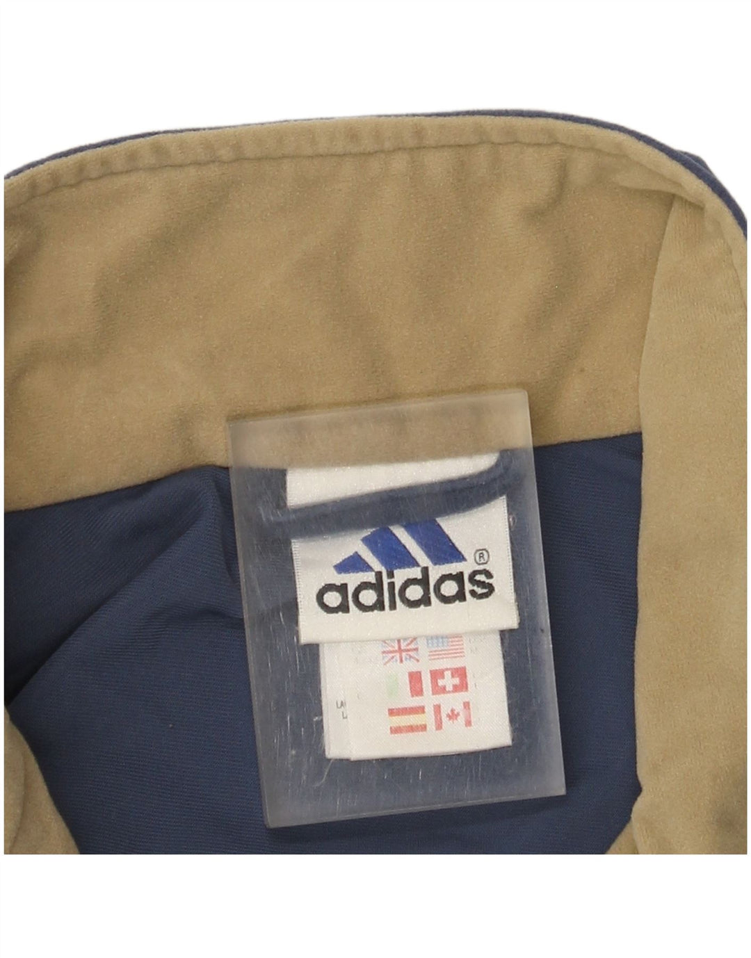 Adidas Herren Velours-Trainingsanzug-Oberteiljacke UK 40/42 Mittelmarineblaues Polyester