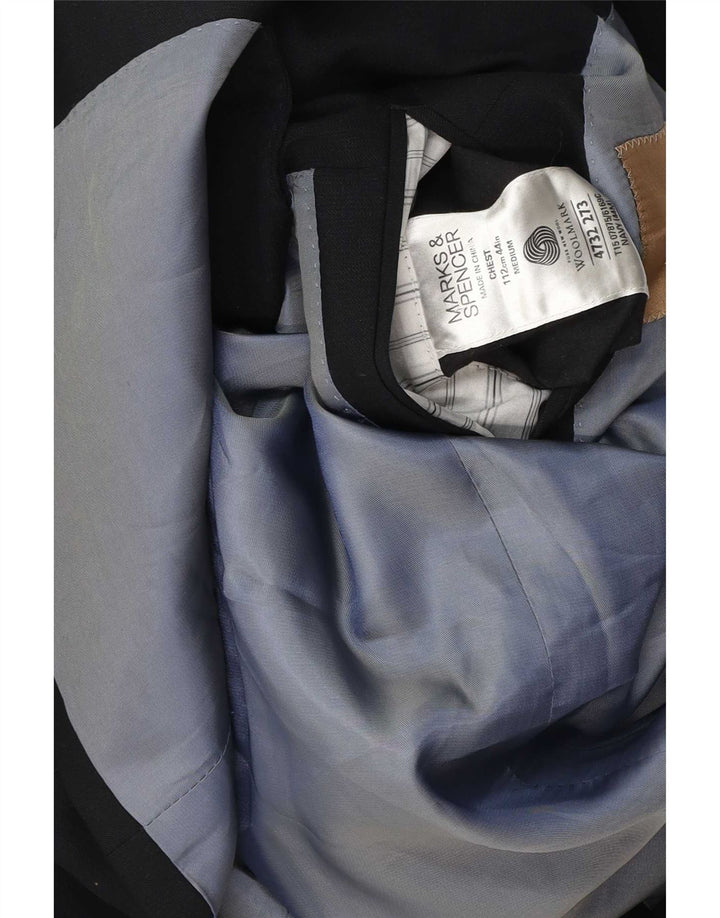 Marks & Spencer Herren-Blazer mit 3 Knöpfen, UK 44, XL, marineblaue Wolle