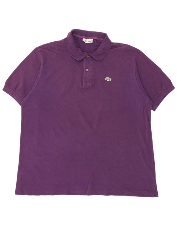 Lacoste Herren Poloshirt Größe 7 2XL Lila Baumwolle