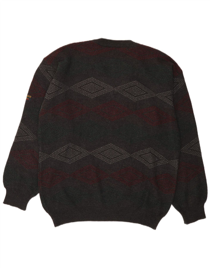 NAVIGARE Herren-Pullover mit V-Ausschnitt, 2XL, grüne Argyle/Diamant-Merinowolle