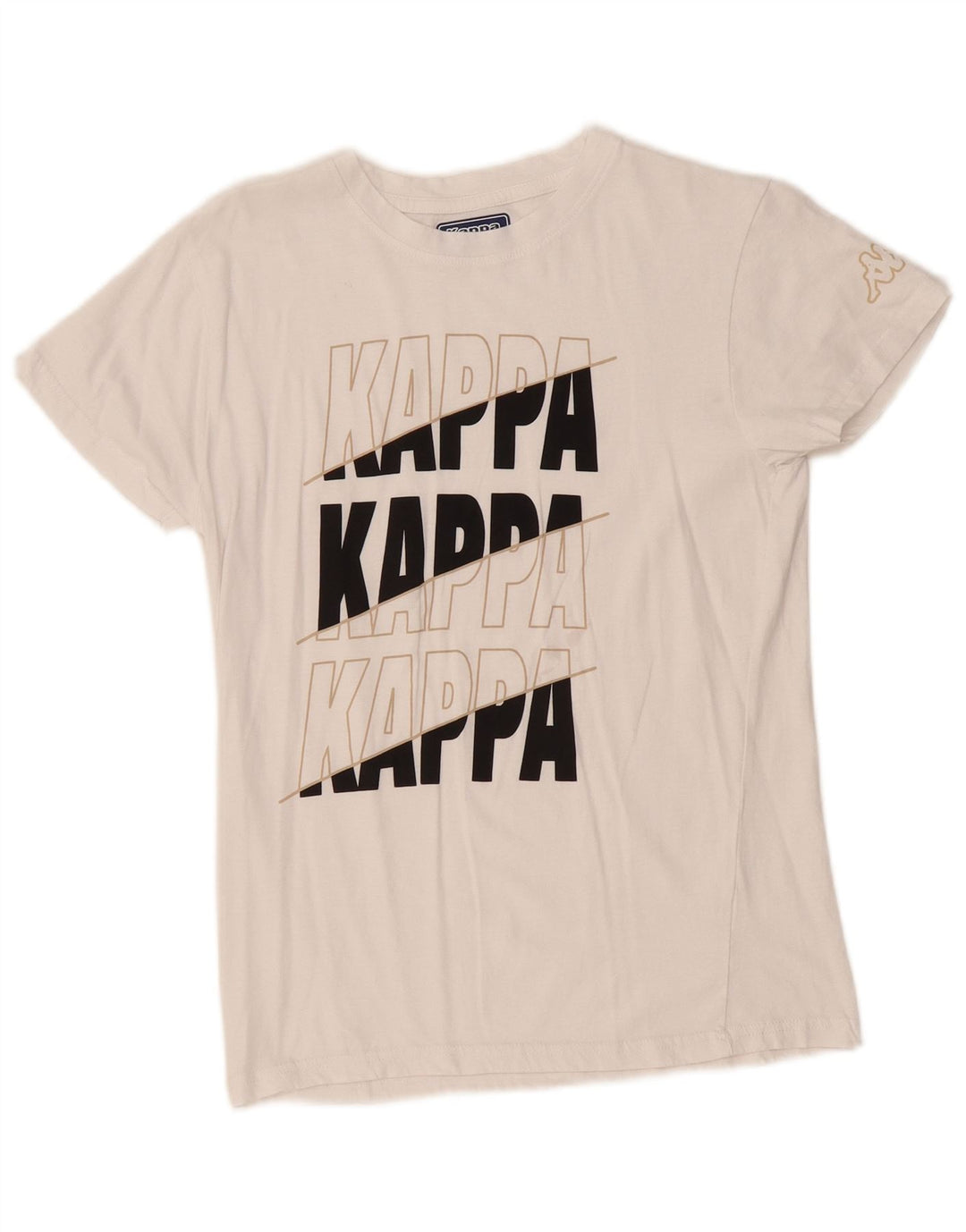 KAPPA Damen Grafik T-Shirt Top UK 10 Small Weiß