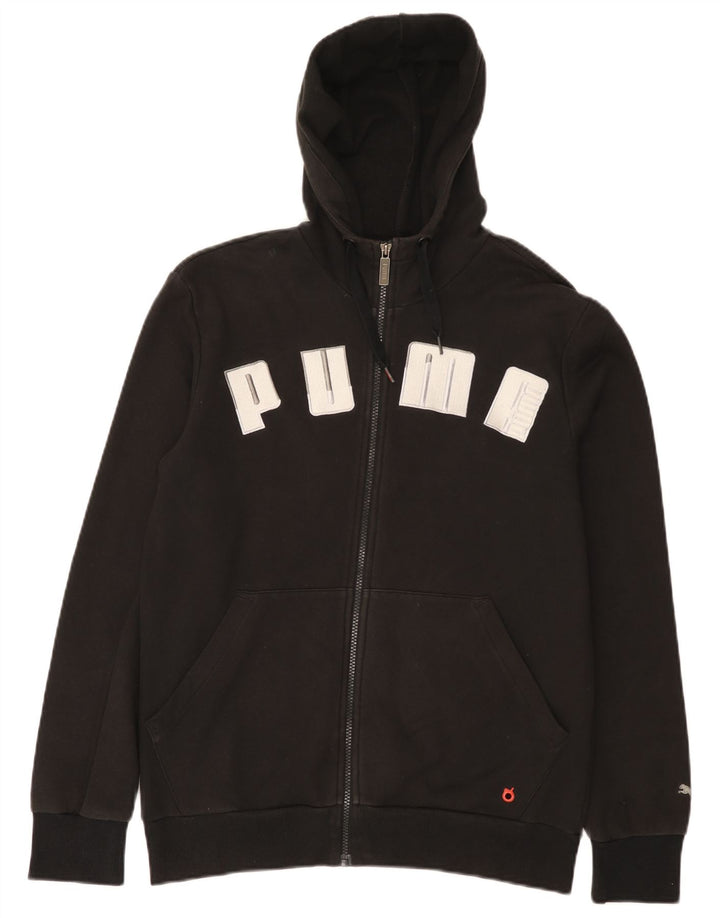 Puma Herren-Kapuzenpullover mit grafischem Reißverschluss, Größe S, schwarze Baumwolle