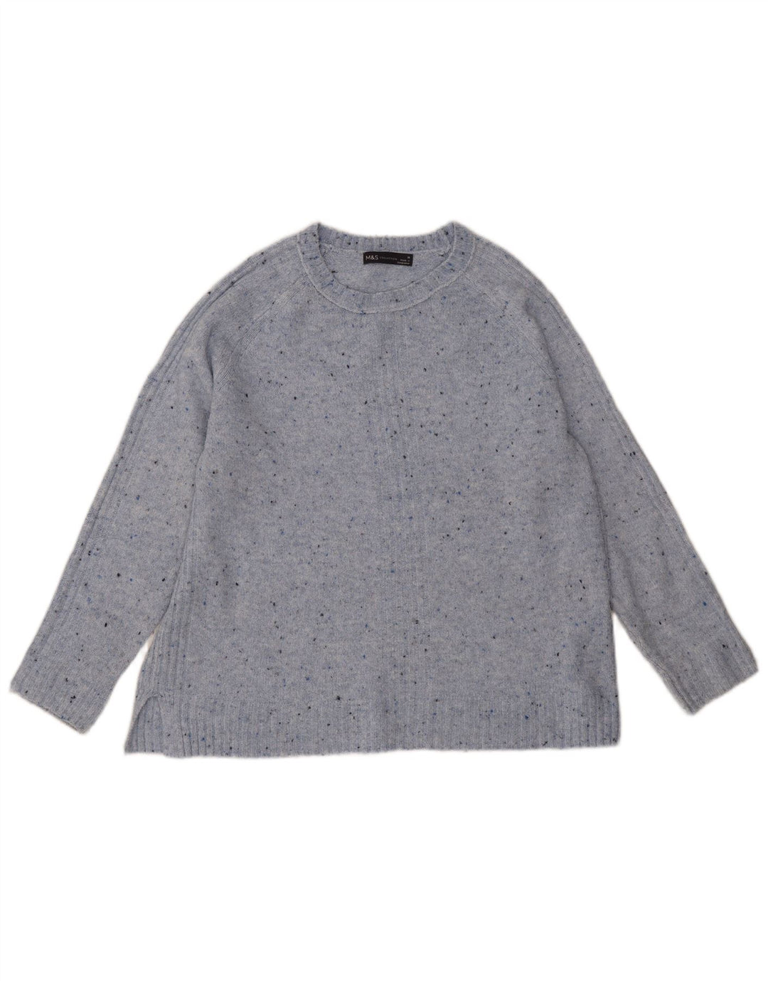 Marks & Spencer Damen-Pullover mit U-Boot-Ausschnitt, Gr. 14, Mittelblau meliert