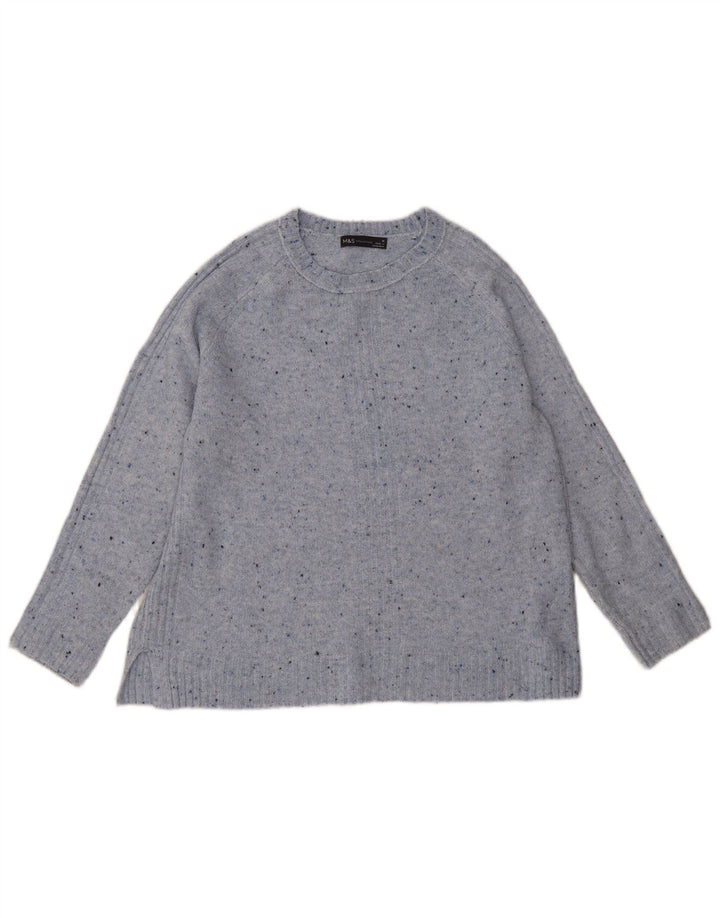 Marks & Spencer Damen-Pullover mit U-Boot-Ausschnitt, Gr. 14, Mittelblau meliert