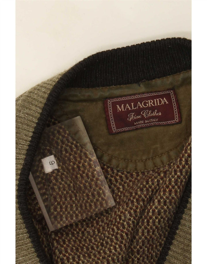 Malagrida Herren-Strickjacke, groß, Khaki, geometrisch