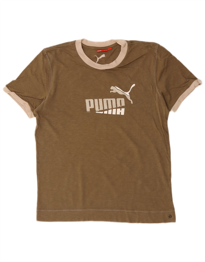 Puma Herren Grafik-T-Shirt-Oberteil aus mittelbrauner Baumwolle