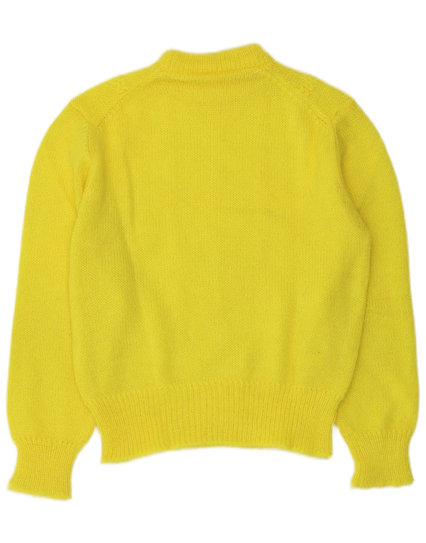 Vintage Damen Crop Rundhalspullover Pullover UK 12 Mittelgelb