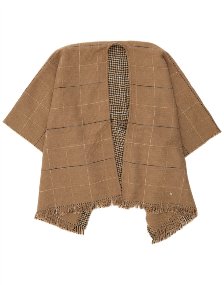 Only Damen Wende-Cape-Mantel, Einheitsgröße, Beige kariert
