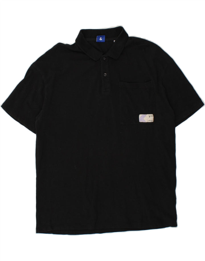 JACK & JONES Mens Polo Shirt XL Black Cotton Vintage Jack & Jones and Second-Hand Jack & Jones from Messina Hembry 