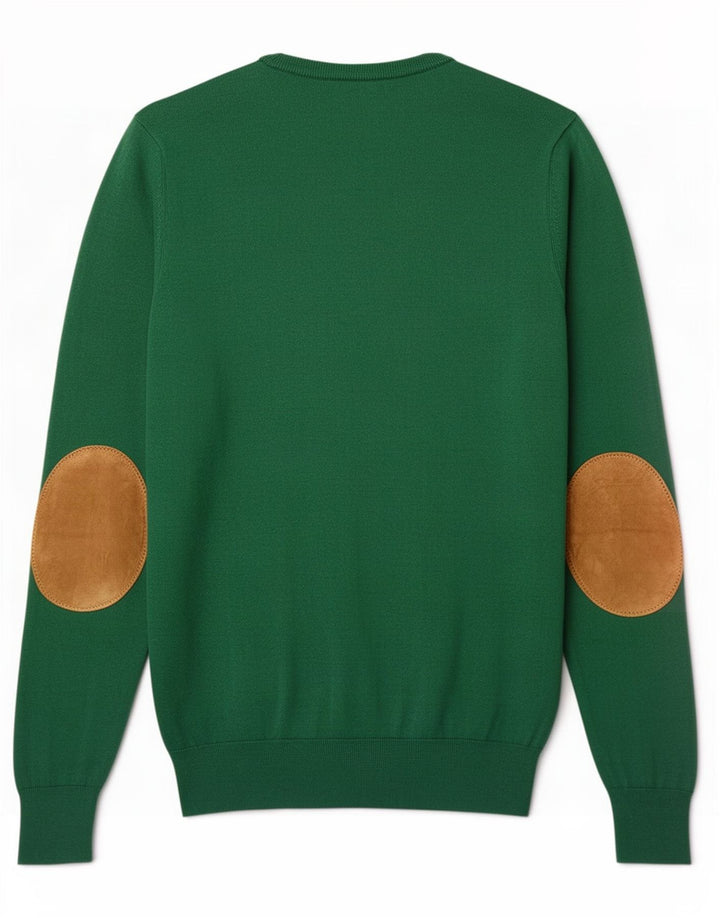 Massimo Dutti Herren-Pullover mit V-Ausschnitt, Größe S, grüne Baumwolle