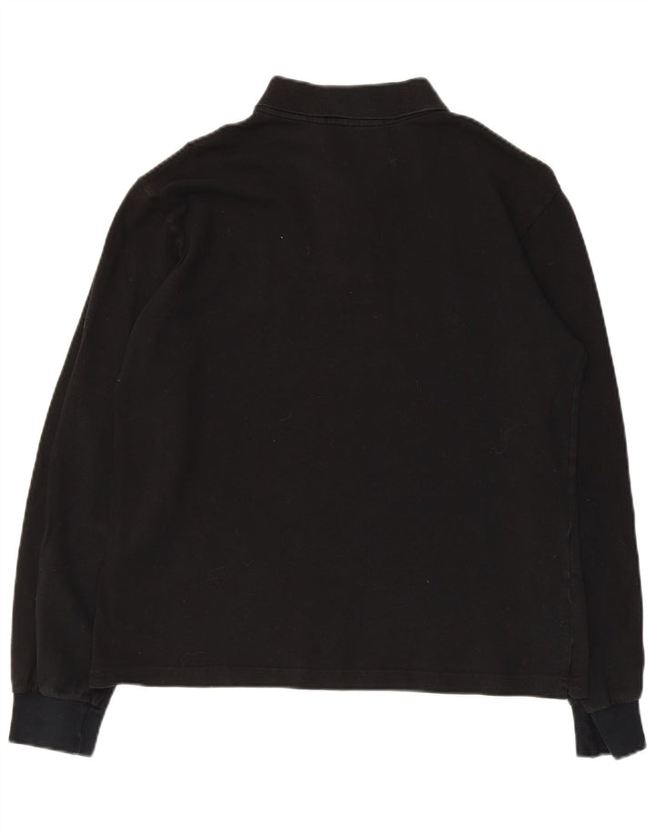 Fred Perry Herren-Langarm-Poloshirt aus mittelschwarzer Baumwolle