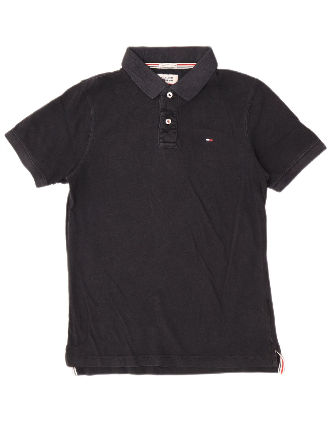Tommy Hilfiger Herren-Poloshirt, mittelgroß, schwarze Baumwolle