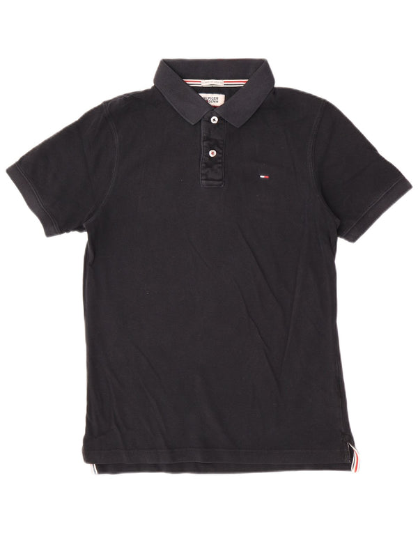 Tommy Hilfiger Herren-Poloshirt, mittelgroß, schwarze Baumwolle
