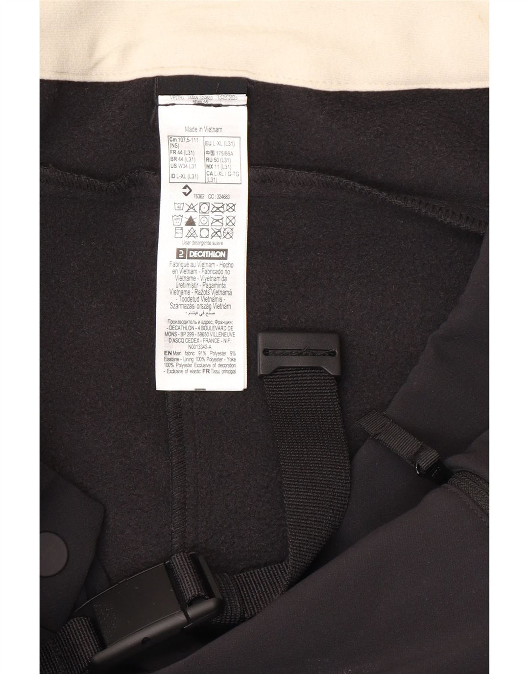 Decathlon Bootcut-Cargohose für Damen, Größe L, W38, L31, Schwarz, Polyester