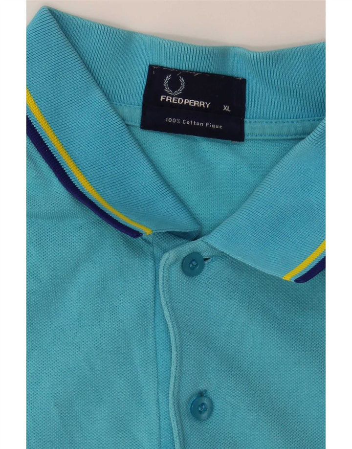Fred Perry Herren-Poloshirt XL, blau gestreift, Baumwolle