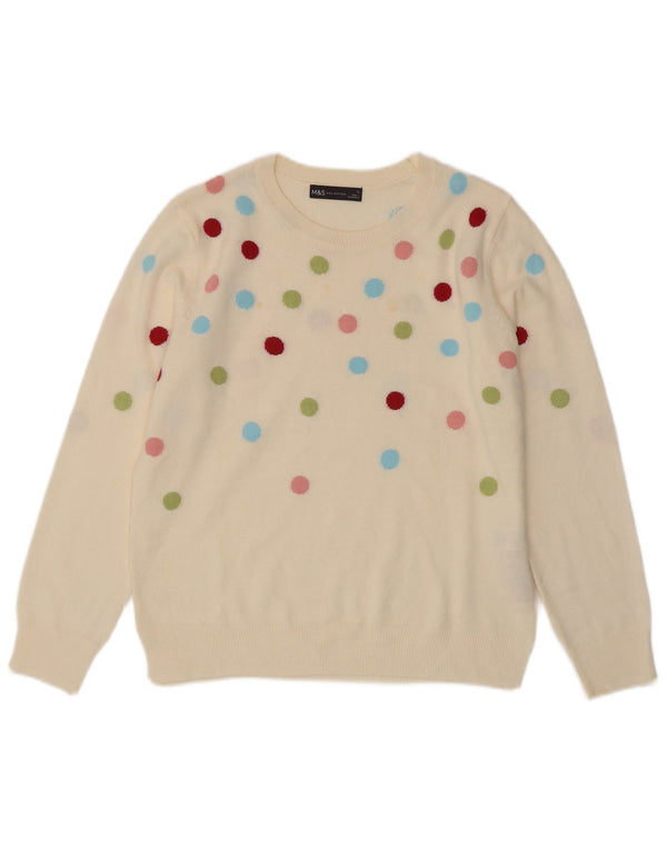 Marks & Spencer Womens Crew Neck Jumper Sweater UK 12 Medium Off White