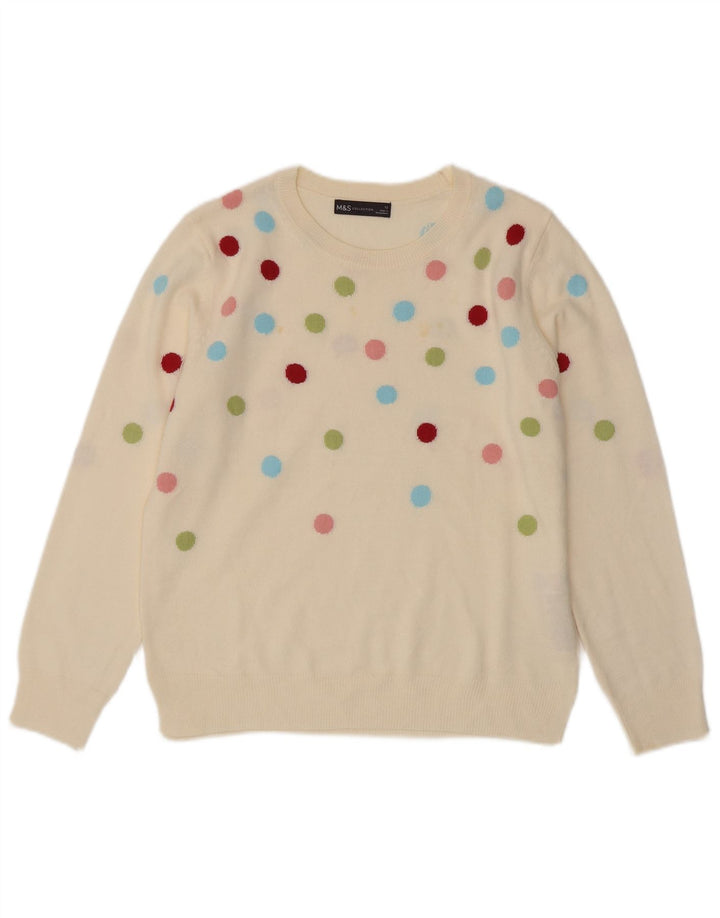 Marks & Spencer Womens Crew Neck Jumper Sweater UK 12 Medium Off White