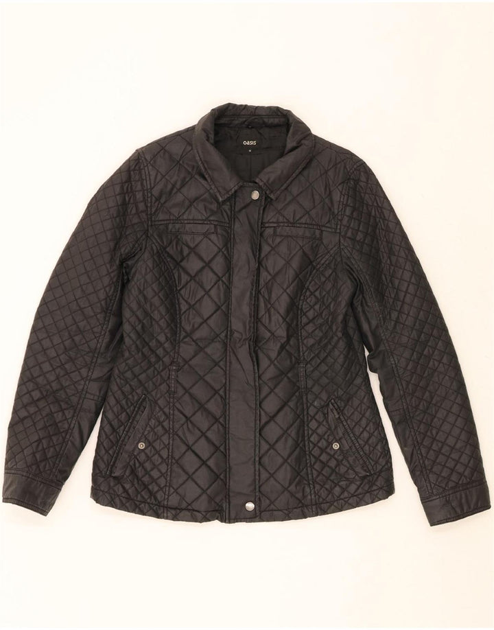 OASIS Womens Quilted Jacket UK 12 Medium Black Cotton Vintage Oasis and Second-Hand Oasis from Messina Hembry 